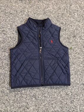 NWT Ralph Lauren Polo Quilted Navy Kids Vest with Red Pony